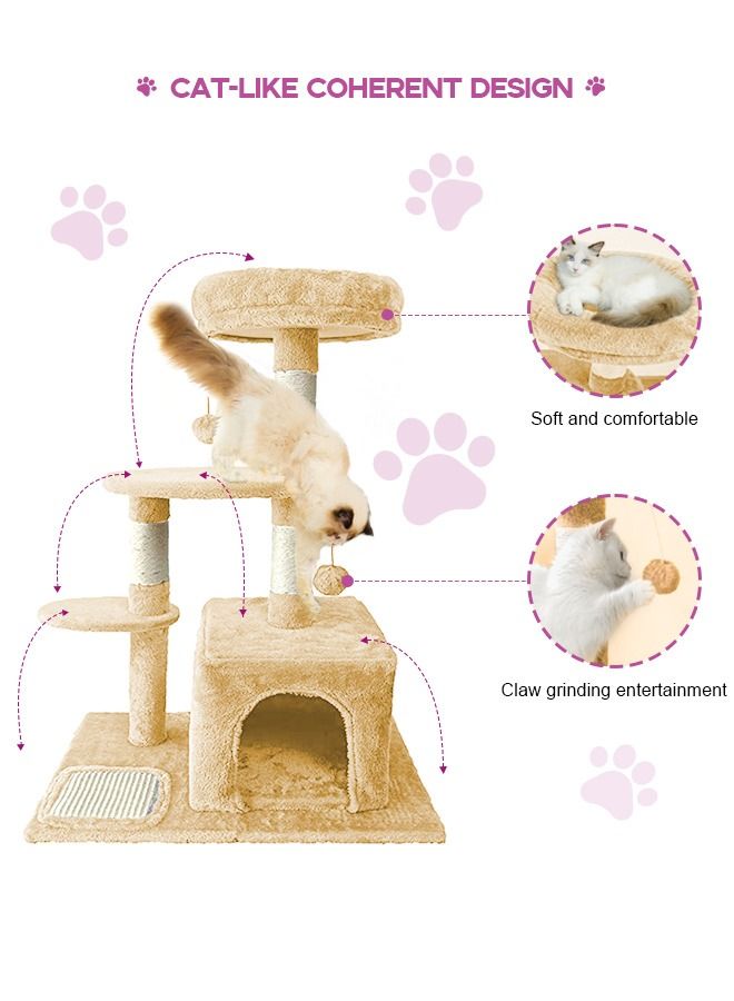 Cat Tree for Indoor Cats,Cat Tree Tower,Cat Bed,with Sisal Scratching Posts,Houses,Cats Activity Tower,Cat Furniture