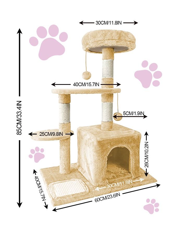 Cat Tree for Indoor Cats,Cat Tree Tower,Cat Bed,with Sisal Scratching Posts,Houses,Cats Activity Tower,Cat Furniture