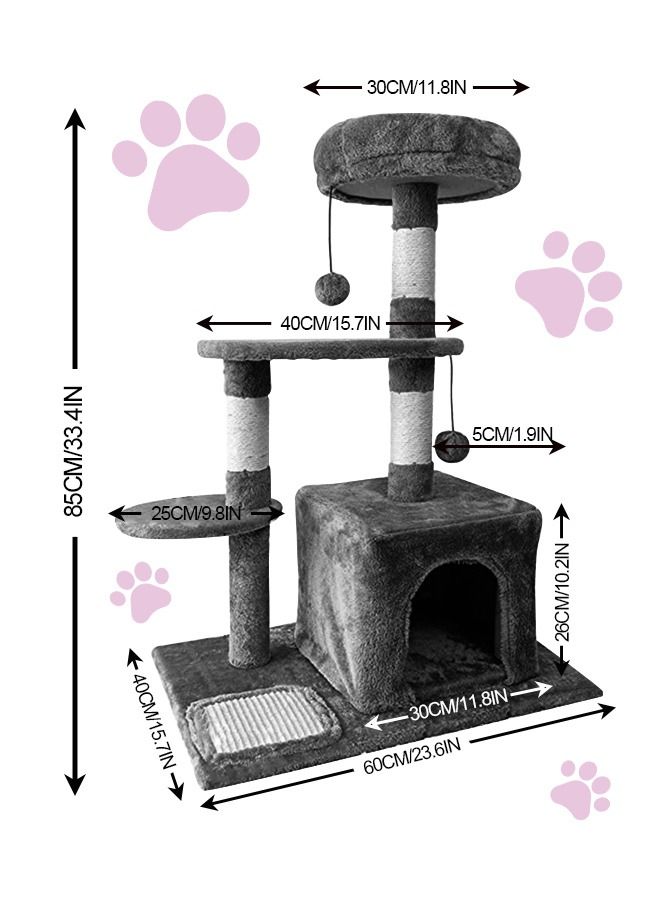 Cat Tree for Indoor Cats,Cat Tree Tower,Cat Bed,with Sisal Scratching Posts,Houses,Cats Activity Tower,Cat Furniture