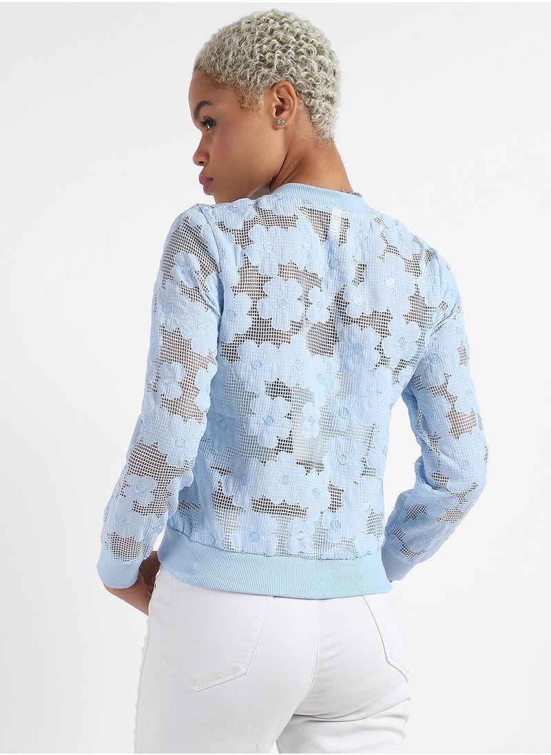 Campus Sutra Women's Self-Design Flower Jacket