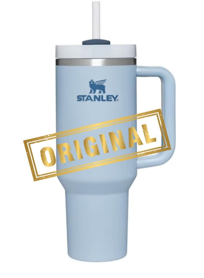 Stanley Orignal Vacuum Insulated Coffee Mug,Insulated Mug with Handle and Straw Lid Blue