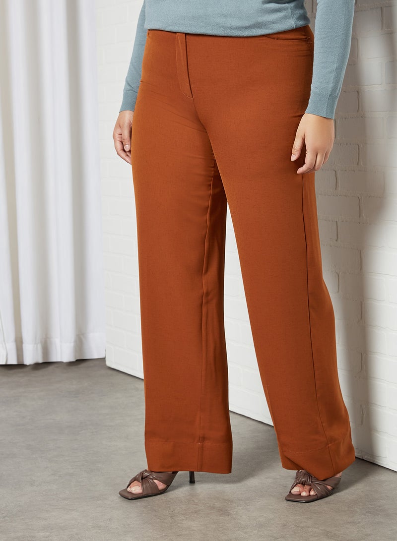 Plus Size Flared Pants Terracotta