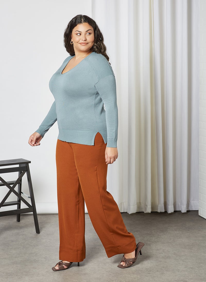 Plus Size Flared Pants Terracotta