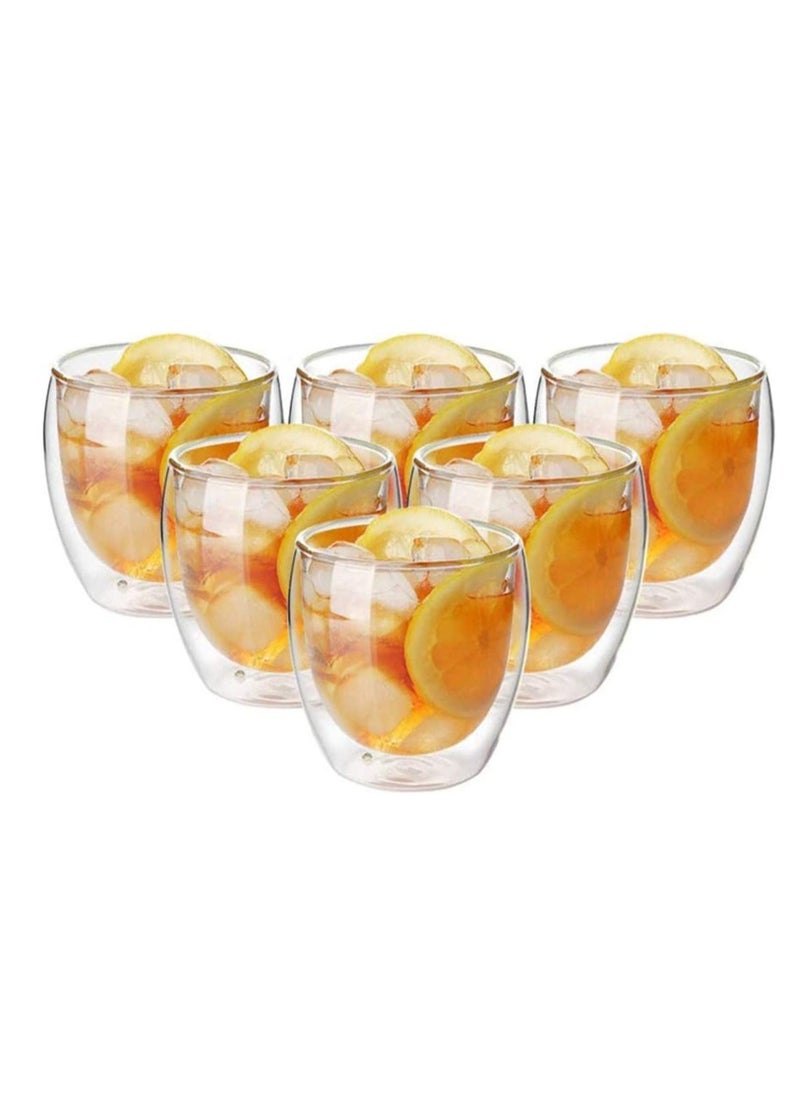 Coffee Glasses Cups Insulated Cups Transparent Thermo Glass Cup Set Coffee Mugs for Espresso Cappuccino Latte(250ml)