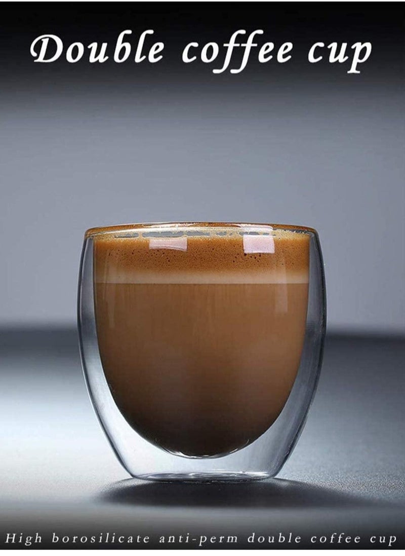 Coffee Glasses Cups Insulated Cups Transparent Thermo Glass Cup Set Coffee Mugs for Espresso Cappuccino Latte(250ml)