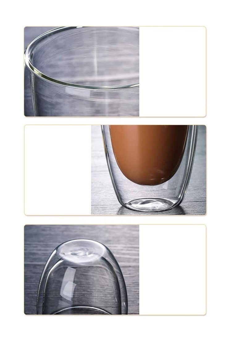 Coffee Glasses Cups Insulated Cups Transparent Thermo Glass Cup Set Coffee Mugs for Espresso Cappuccino Latte(250ml)