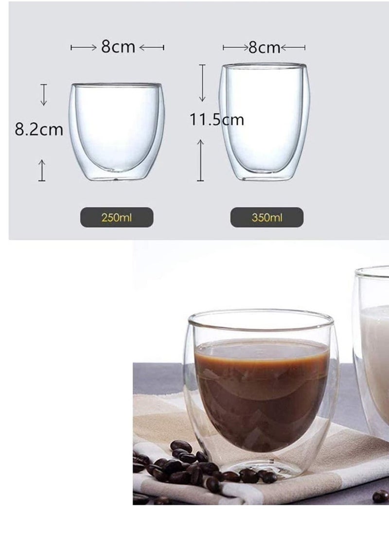 Coffee Glasses Cups Insulated Cups Transparent Thermo Glass Cup Set Coffee Mugs for Espresso Cappuccino Latte(250ml)