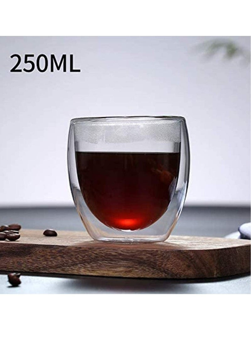 Coffee Glasses Cups Insulated Cups Transparent Thermo Glass Cup Set Coffee Mugs for Espresso Cappuccino Latte(250ml)