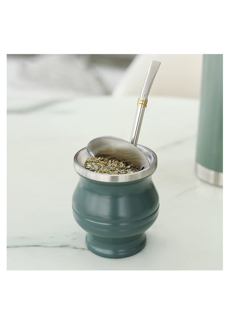 Stainless Steel Yerba Mate Cup, 6.7 oz Stylish Modern Design, Durable and Easy to Clean, Perfect for Daily Use, Army Green