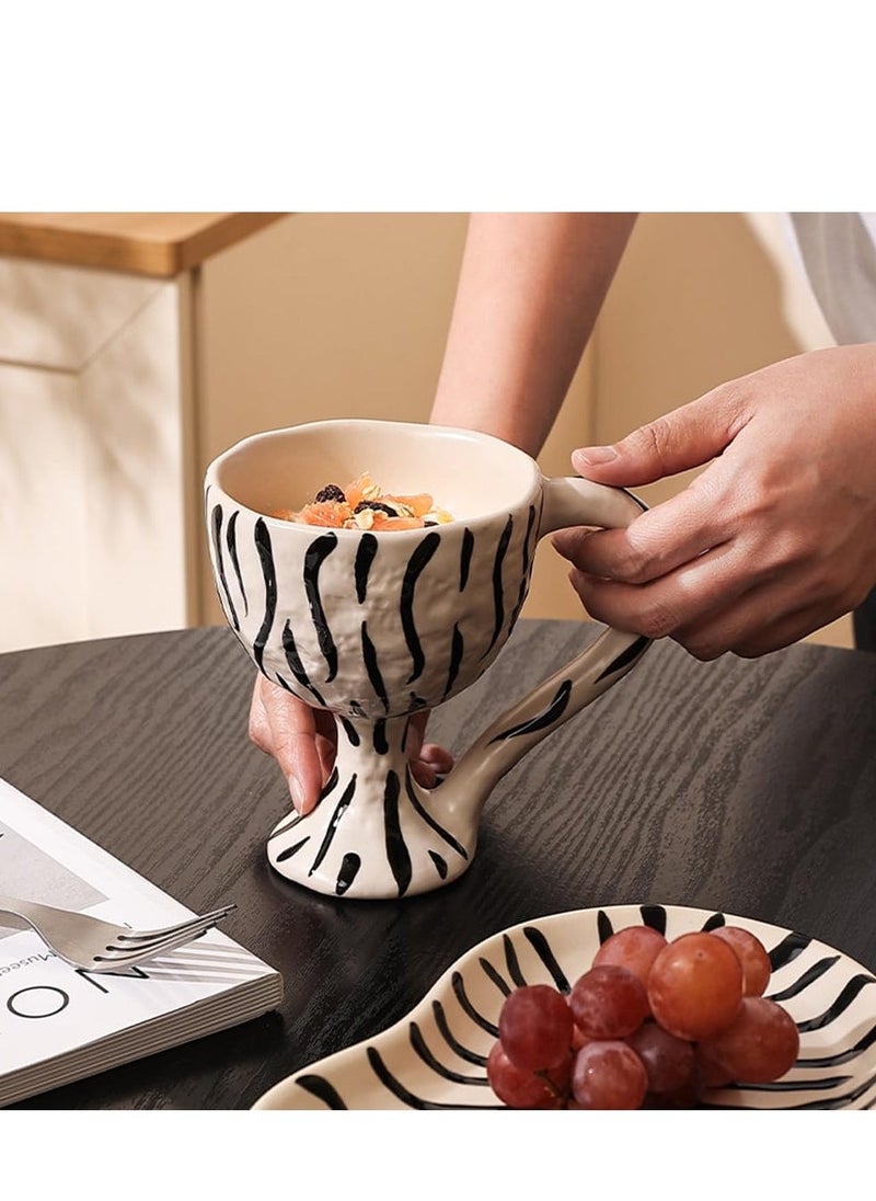 Ceramic Coffee Cup with Handle 11oz or 300ml Novelty Latte Cup Original Zebra Design Milk Tea Cup Kiln Glazing Process Suitable for Office and Home Handemake Idea Gift for Friends Colleagues Family