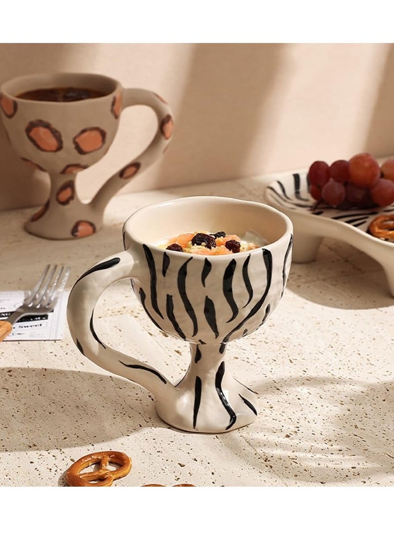 Ceramic Coffee Cup with Handle 11oz or 300ml Novelty Latte Cup Original Zebra Design Milk Tea Cup Kiln Glazing Process Suitable for Office and Home Handemake Idea Gift for Friends Colleagues Family