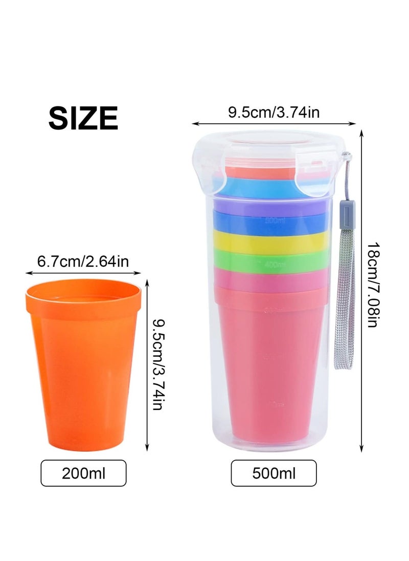 Reusable Plastic Cup, 9 Pcs Picnic Cup Plastic Cup Reusable Beverage Cup, Coffee Cup Drinking Cup Travel Cup Set, for Kitchen Outdoor Party Picnic BBQ Travel, 500ml*1, 200ml*8