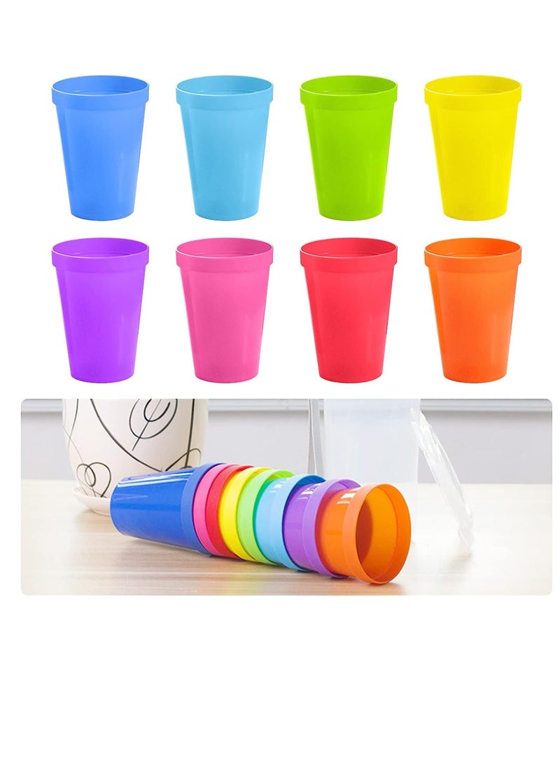 Reusable Plastic Cup, 9 Pcs Picnic Cup Plastic Cup Reusable Beverage Cup, Coffee Cup Drinking Cup Travel Cup Set, for Kitchen Outdoor Party Picnic BBQ Travel, 500ml*1, 200ml*8