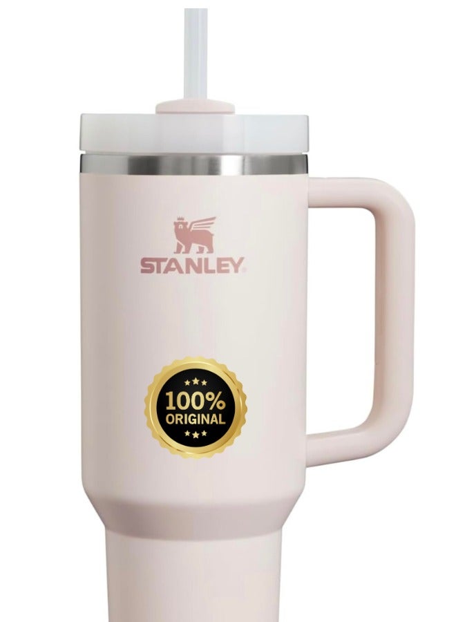 Stanley H2.0 FlowState Stainless Steel Stanley Tumbler with Handle and Straw Lid - Insulated Reusable Stanley Cup for Water, Coffee, Smoothies & More | Travel Mug(Rose)