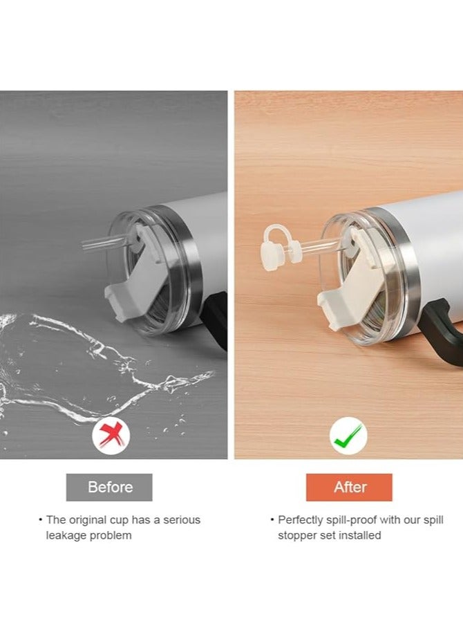 Stanley Quencher H2.0 Flow State 40oz Pastel Grey Swirl Stainless Steel Vacuum Insulated Tumbler with Lid, Straw and 3 Straw Stoppers for Water and Iced Tea, Cold Retention in Pack of 1 & 2