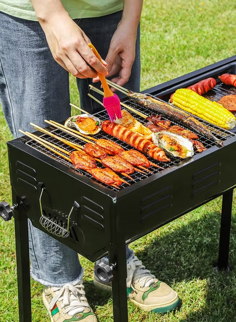 Foldable Large Capacity 66x30cm Japanese Charcoal BBQ Grill Stainless Steel Outdoor Barbecue Rack with Stand Anti-Scald Mesh Grill Clip for 5-15 People, Camping, Hiking, Picnics, Party and Garden Backyard Mutton Kebabs Chicken Sausage Beef Boti Cooking