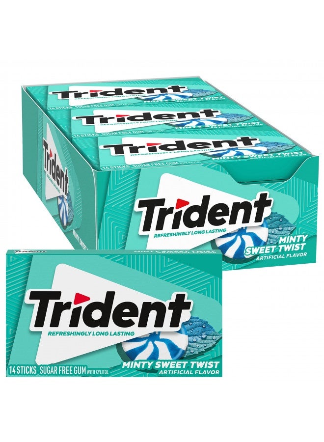 Trident Minty Sweet Twist Sugar Free Gum, 12 Packs Of 14 Pieces (168 Total Pieces)