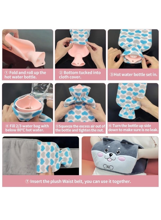 Lifenpure 3 in 1 Hot Water Bag Warm Plush Soft Waist Cover With Belt For Pain Relief