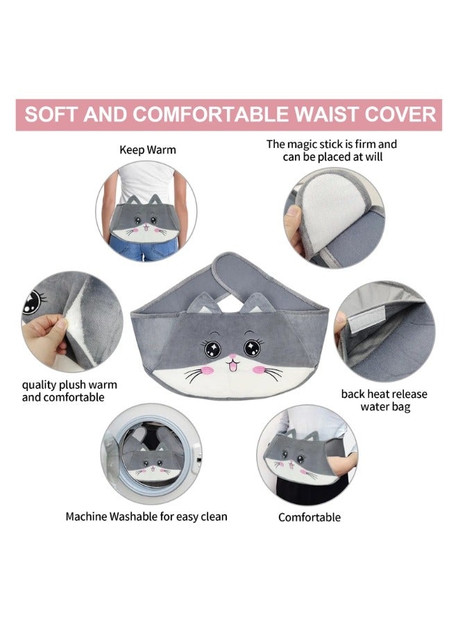 Lifenpure 3 in 1 Hot Water Bag Warm Plush Soft Waist Cover With Belt For Pain Relief