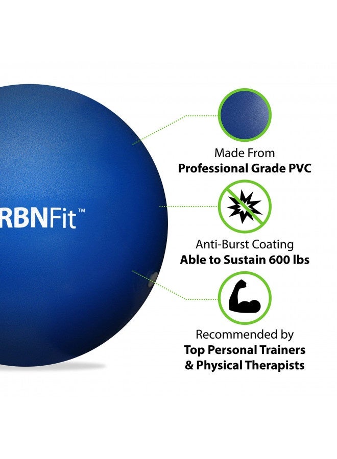 Urbnfit Small Exercise Ball - 9-Inch Mini Pilates Ball With Fitness Guide For Yoga, Barre, Physical Therapy, Stretching And Core Stability Workout- Blue