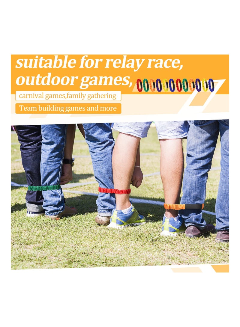 Colorful Elastic Legged Race Bands - 12pcs for Birthday Relay Race, Carnival, Field Day & Team Building - 6 Assorted Colors for Indoor/Outdoor Fun