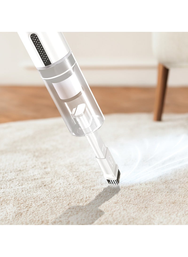 Cordless Vacuum Cleaner 90Watts / 7 Kpa Suction Power / Max 29min Working time / Dust Capacity: 0.2L / Washable Filter / Type-C Charging / RPM: 35000- White