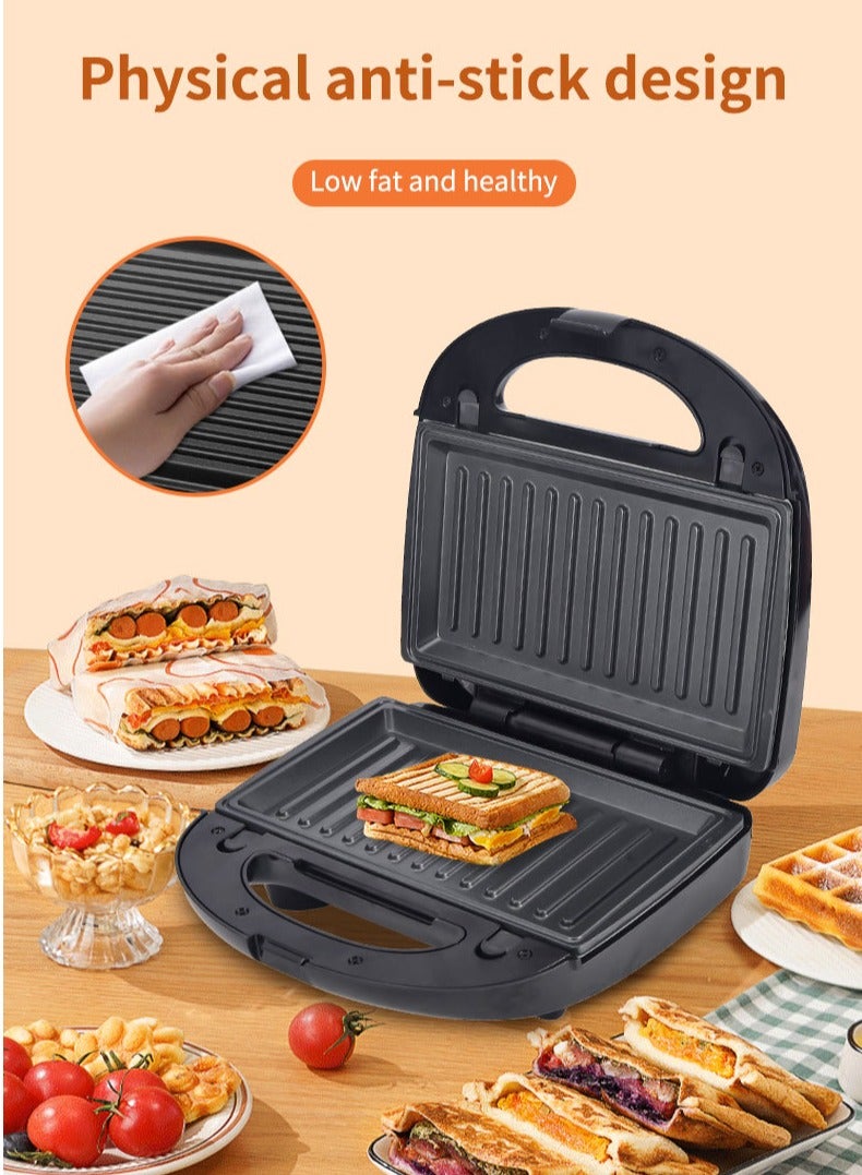 8 in 1 Sanwich Maker,Multi Snacks Maker with Sandwich/Panini-Grill-Waffle-Donut-Nutty-Biscuit-Omelette-Hot Dog,Detachable Plates 750W SK-B140 Black/Silver