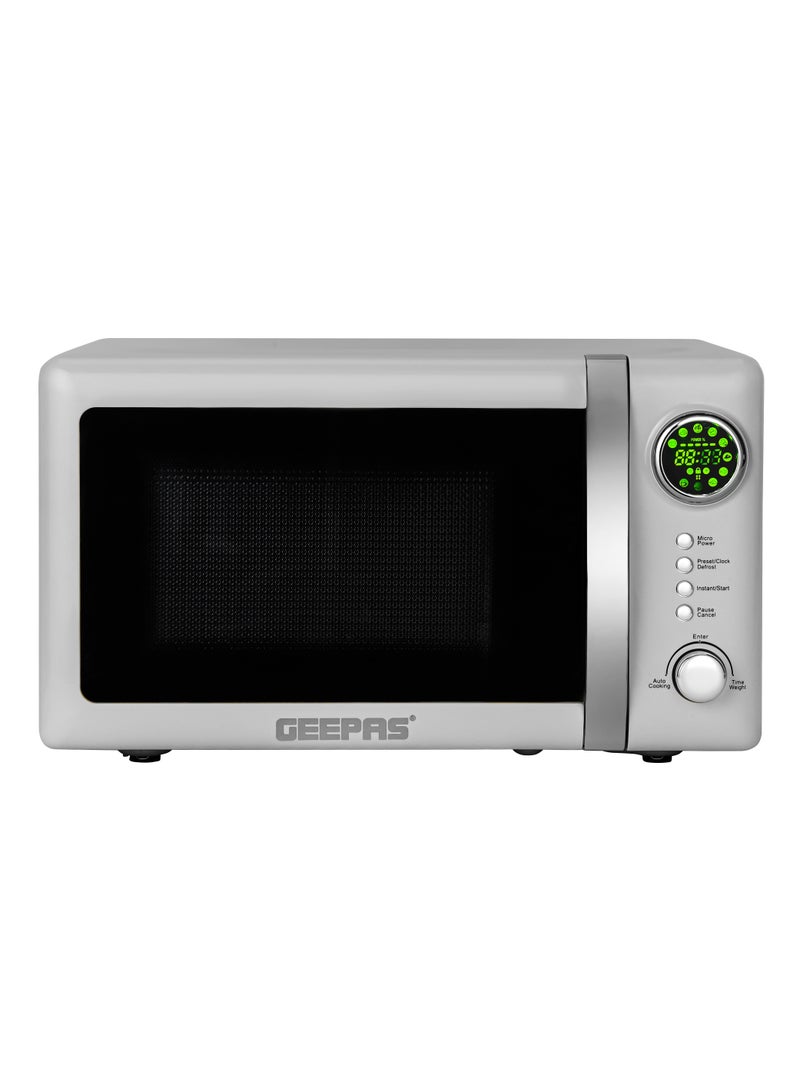 Digital Microwave Oven With 12 Quick Start Presets For a Varity Of Dishes, Defrost Function, Digital Display, Child Lock Function, Precise Cooking Controls, 20 L 700 W GMO2026GW Grey