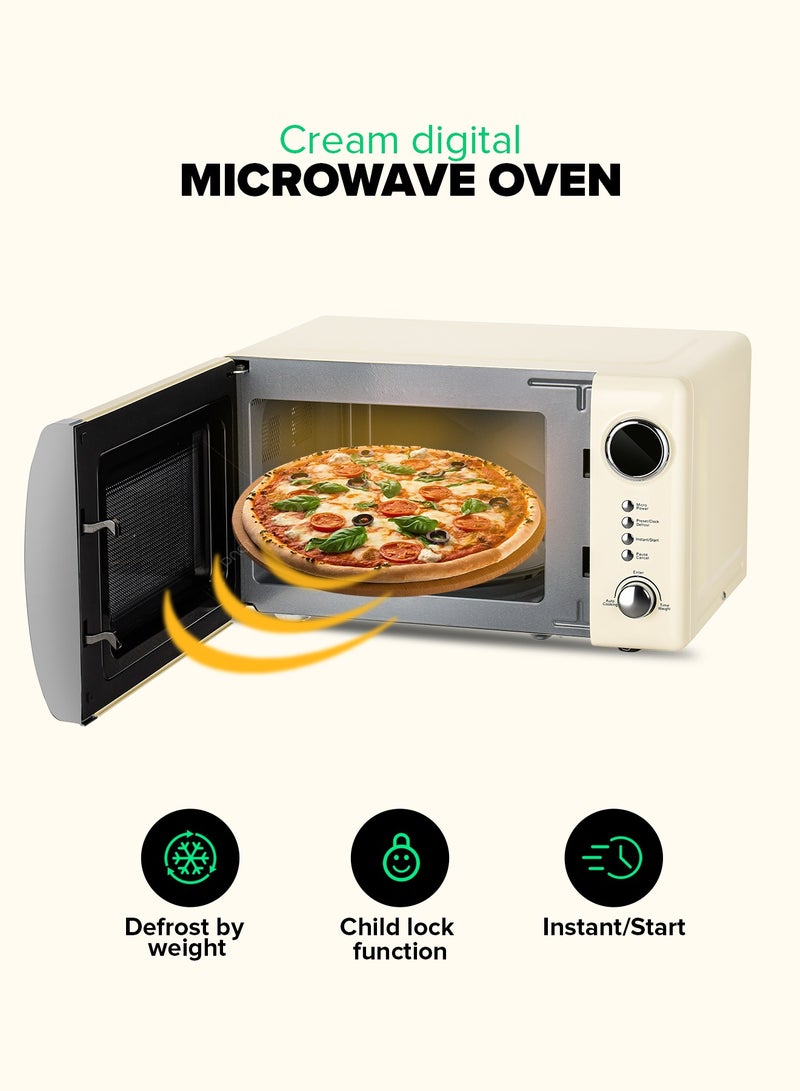 Digital Microwave Oven With 12 Quick Start Presets For a Variety Of Dishes, Defrost Function, Digital Display, Child Lock Function, Precise Cooking Controls 20 L 700 W GMO2025CW Cream