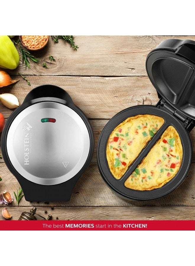 Holstein Housewares - Non-Stick Omelet And Frittata Maker, Black/Stainless Steel - Makes 2 Individual Portions Quick And Easy