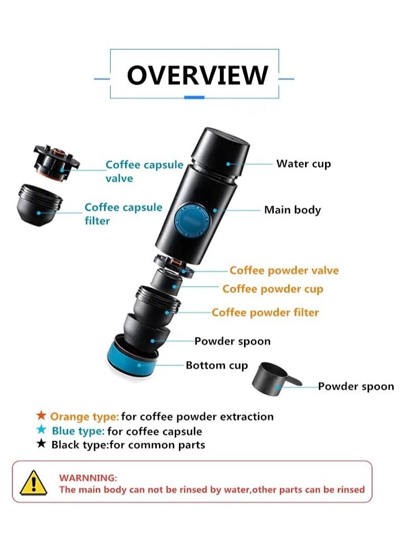 2 in 1 Capsule Ground Mini Espresso Portable Coffee Maker Hot and Cold Extraction