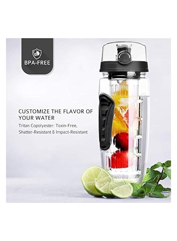 Fruit Infuser Water Bottle, Shatter-Resistant and Impact-Resistant with Cleaning Brush, Ideal for Your Office and Home (