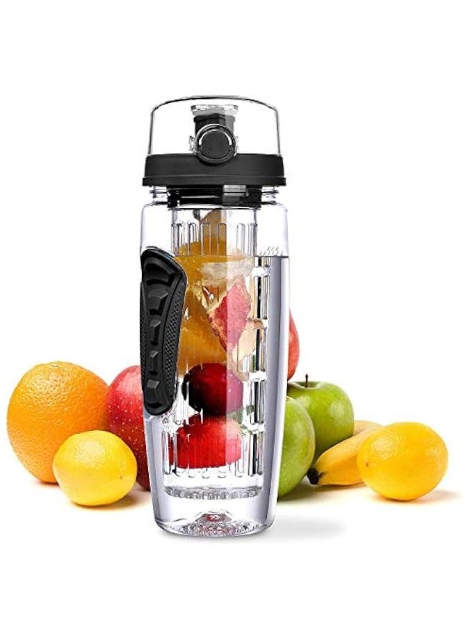 Fruit Infuser Water Bottle, Shatter-Resistant and Impact-Resistant with Cleaning Brush, Ideal for Your Office and Home (