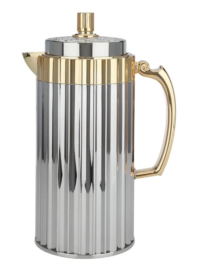 Thermos Set Eva Ribbed Nickel with Golden Handle 2 Pcs