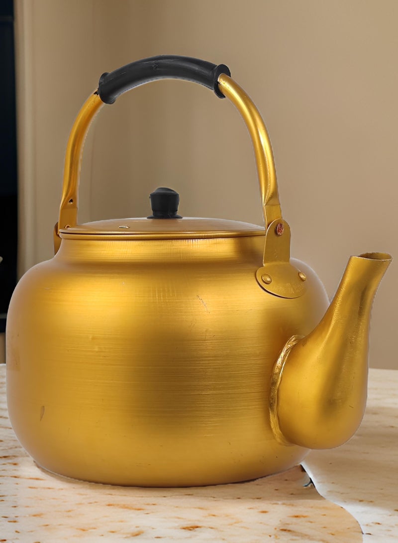 HTH Yellow Kettle 8 Litre Stove Top Tea Kettle,Golden Kettle,Karak Kettle,Camping Kettle,Coffee Aluminium Pot Ideal for Home Office,Camping & Hotel