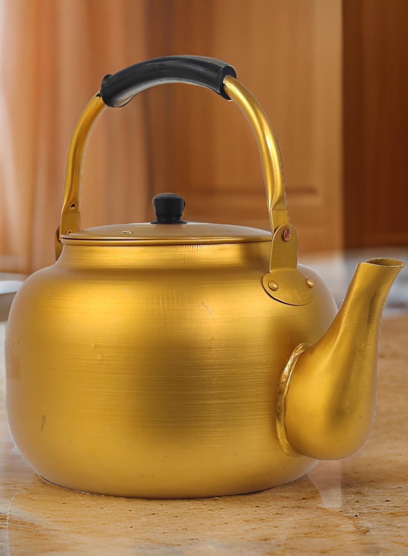 HTH Yellow Kettle 8 Litre Stove Top Tea Kettle,Golden Kettle,Karak Kettle,Camping Kettle,Coffee Aluminium Pot Ideal for Home Office,Camping & Hotel