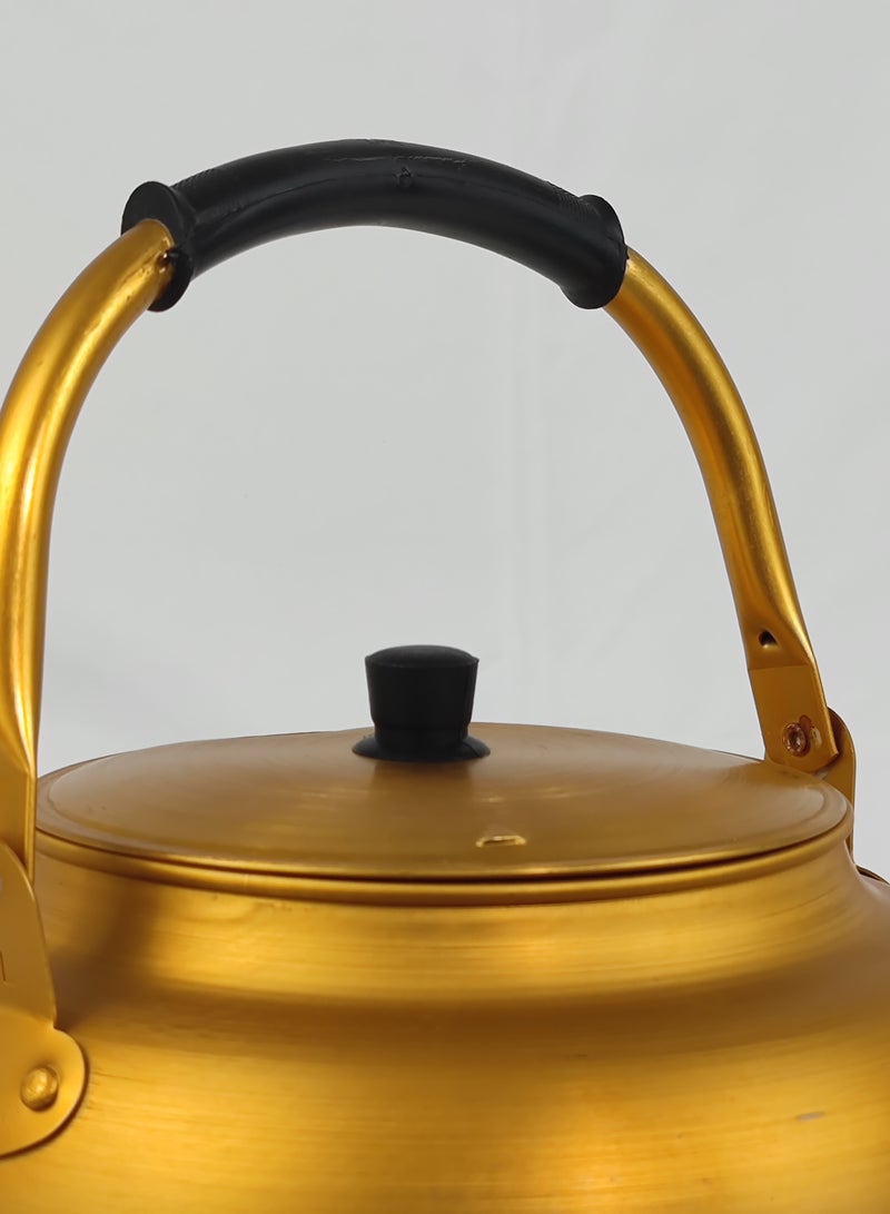 HTH Yellow Kettle 8 Litre Stove Top Tea Kettle,Golden Kettle,Karak Kettle,Camping Kettle,Coffee Aluminium Pot Ideal for Home Office,Camping & Hotel