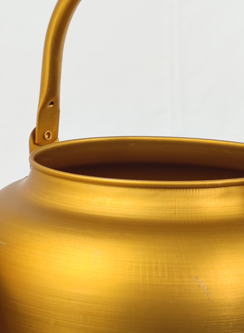 HTH Yellow Kettle 8 Litre Stove Top Tea Kettle,Golden Kettle,Karak Kettle,Camping Kettle,Coffee Aluminium Pot Ideal for Home Office,Camping & Hotel