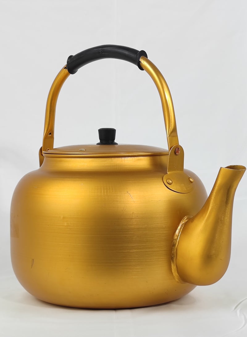 HTH . Yellow Kettle 6 Litre Stove Top Tea Kettle,Golden Kettle,Karak Kettle,Camping Kettle,Coffee Aluminium Pot Ideal for Home Office,Camping & Hotel