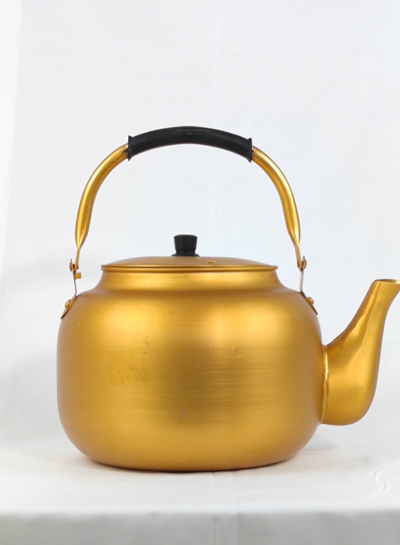 HTH . Yellow Kettle 6 Litre Stove Top Tea Kettle,Golden Kettle,Karak Kettle,Camping Kettle,Coffee Aluminium Pot Ideal for Home Office,Camping & Hotel