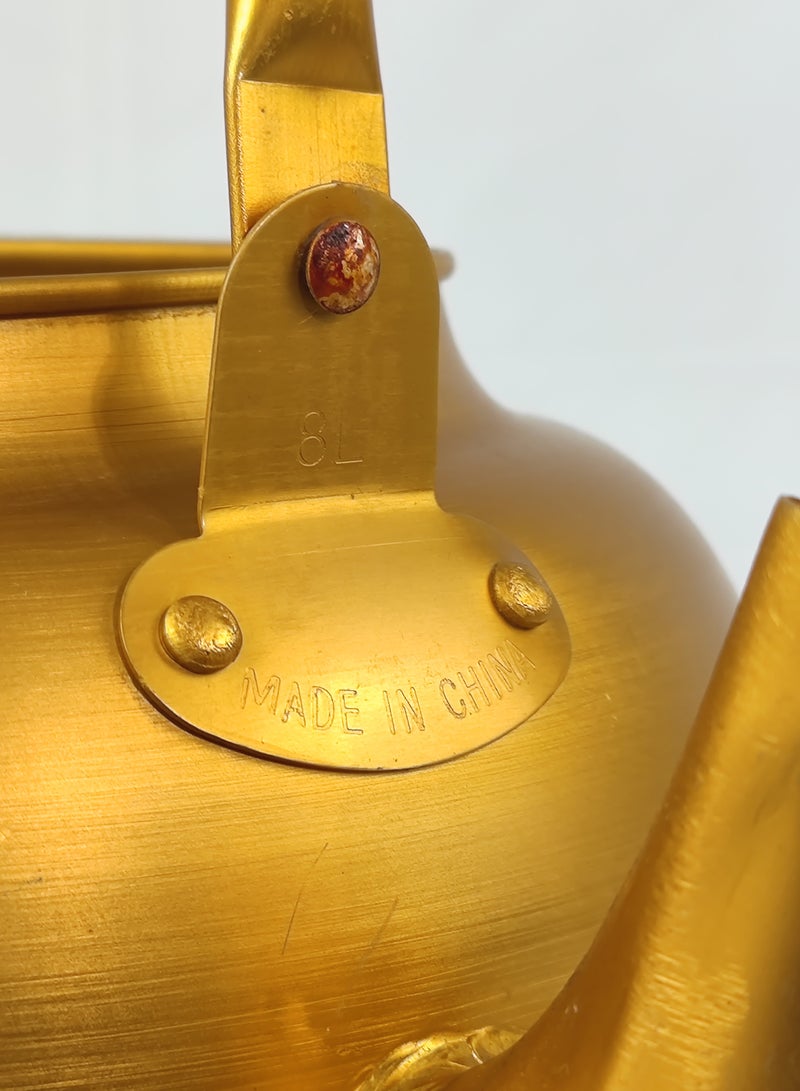 HTH. Yellow Kettle 1 Litre Stove Top Tea Kettle,Golden Kettle,Karak Kettle,Camping Kettle,Coffee Aluminium Pot Ideal for Home Office,Camping & Hotel