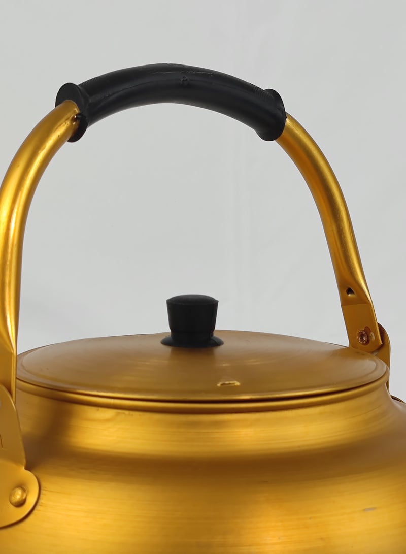 HTH Yellow Kettle 3 Litre Stove Top Tea Kettle,Golden Kettle,Karak Kettle,Camping Kettle,Coffee Aluminium Pot Ideal for Home Office,Camping & Hotel