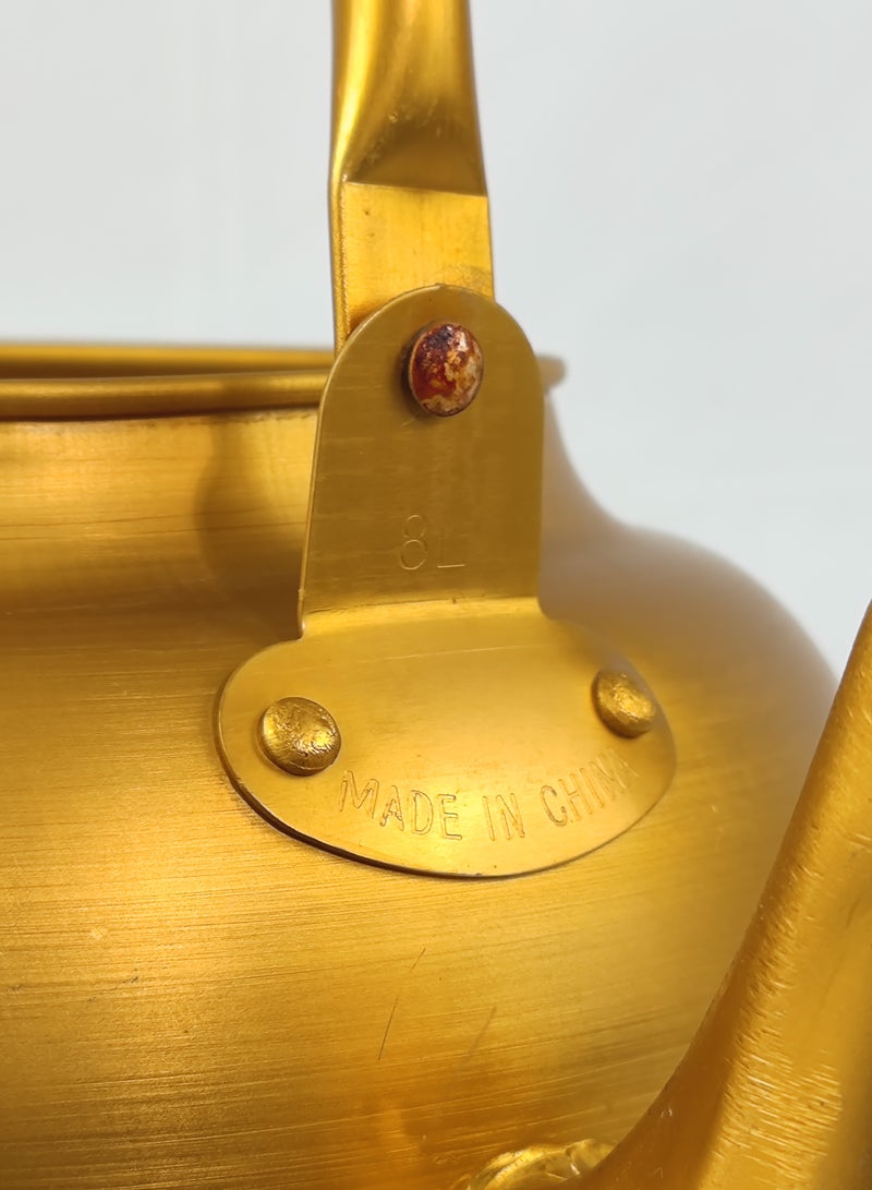 HTH . Yellow Kettle 4 Litre Stove Top Tea Kettle,Golden Kettle,Karak Kettle,Camping Kettle,Coffee Aluminium Pot Ideal for Home Office,Camping & Hotel