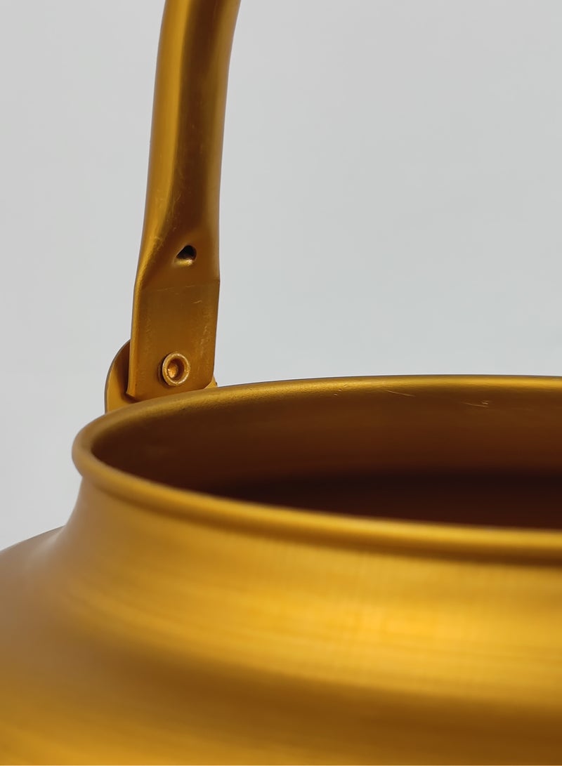 HTH . Yellow Kettle 4 Litre Stove Top Tea Kettle,Golden Kettle,Karak Kettle,Camping Kettle,Coffee Aluminium Pot Ideal for Home Office,Camping & Hotel