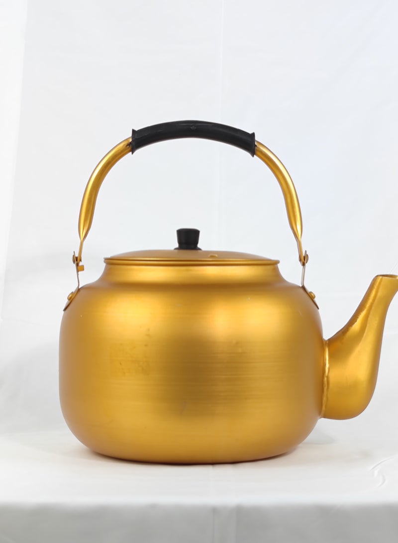 HTH . Yellow Kettle 4 Litre Stove Top Tea Kettle,Golden Kettle,Karak Kettle,Camping Kettle,Coffee Aluminium Pot Ideal for Home Office,Camping & Hotel