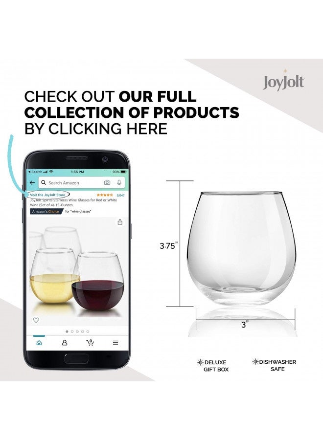 Joyjolt Spirits Stemless Wine Glasses For Red Or White Wine (Set Of 4)-15-Ounces