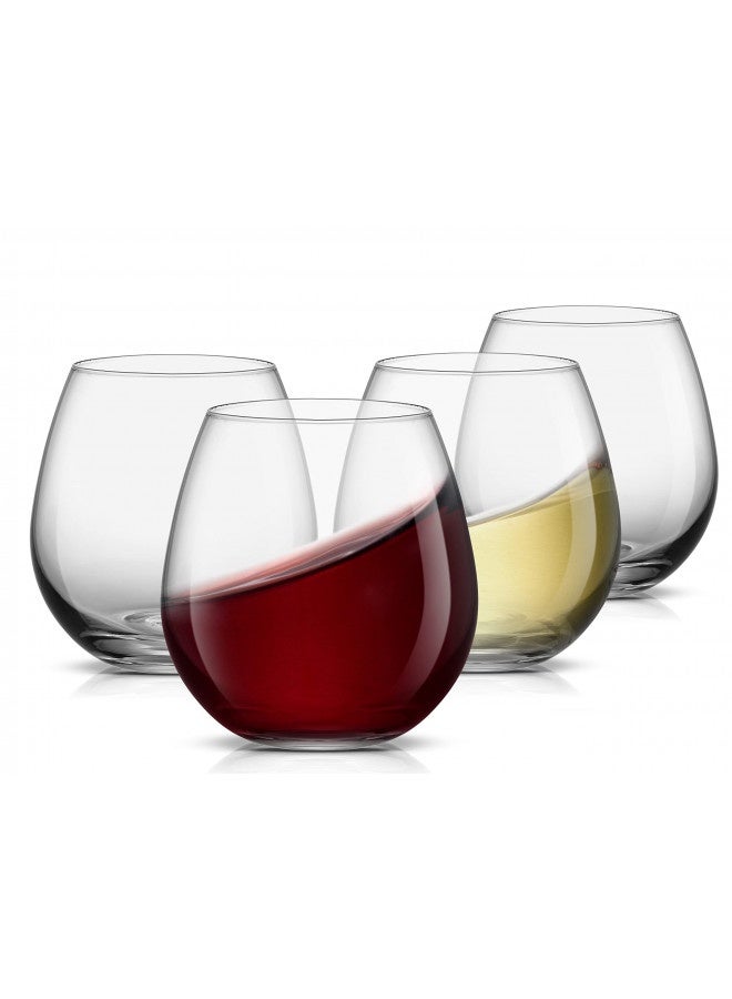 Joyjolt Spirits Stemless Wine Glasses For Red Or White Wine (Set Of 4)-15-Ounces