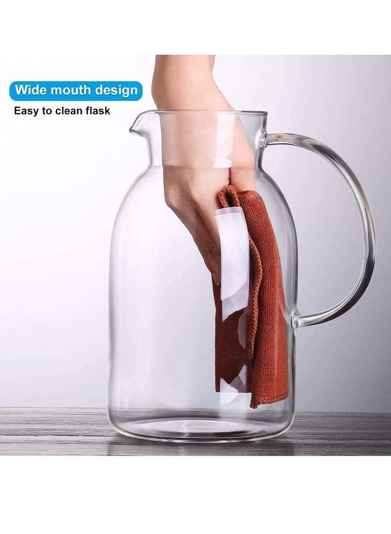 Glass Pitcher Coffee and Tea Carafes Glass Jug Can Be Heated Coffee Pot Nordic Teapot Cool Cup Heat resistant Cover Juice Jug Filter 1800ml