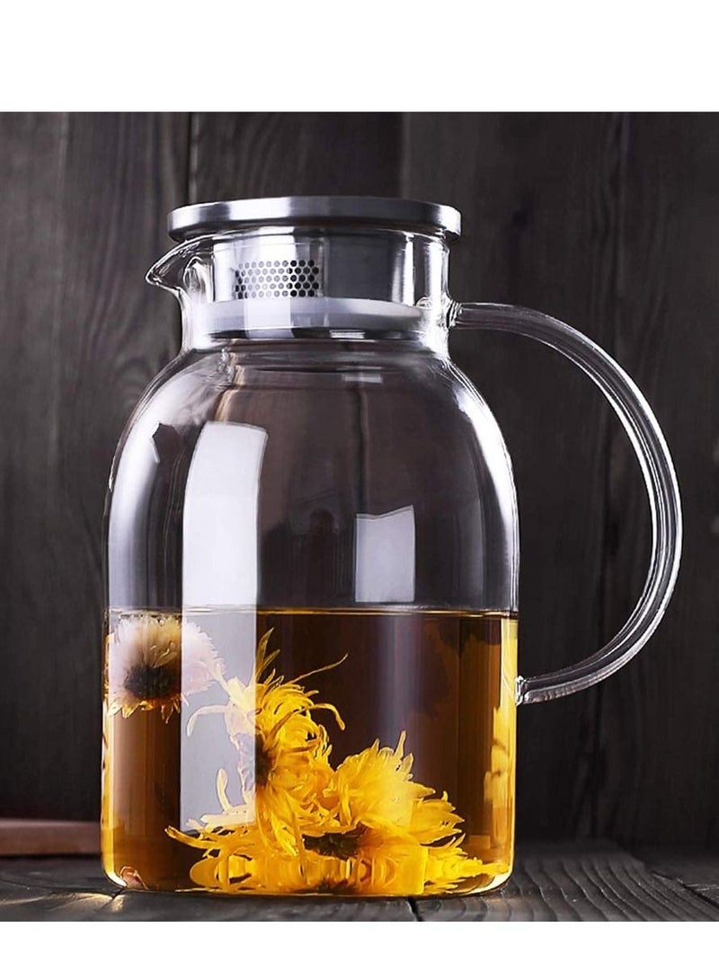 Glass Pitcher Coffee and Tea Carafes Glass Jug Can Be Heated Coffee Pot Nordic Teapot Cool Cup Heat resistant Cover Juice Jug Filter 1800ml