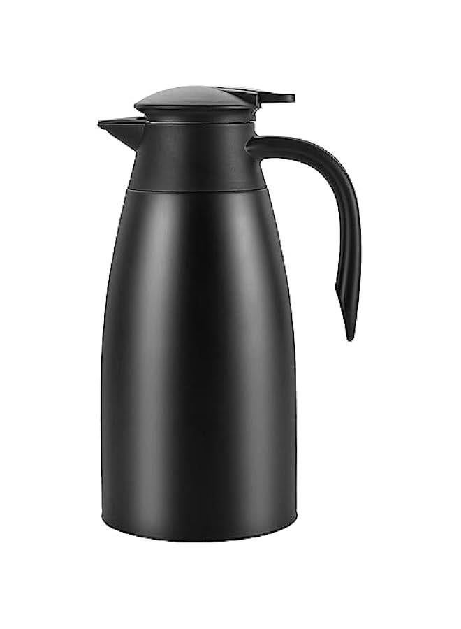 68Oz Thermal Coffee Carafe, Insulated Stainless Steel Double Walled Vacuum Flask/Thermos with Press on Top, Coffee Carafe Drink Dispenser for Coffee,Tea,Beverage, Black